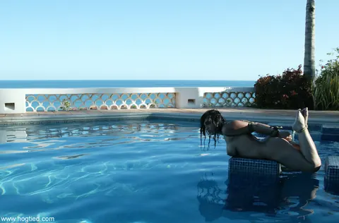 Dee Williams: Curvy Blonde and Brunette with Big Tits Bound Nude by the Pool – photo 13 of 20