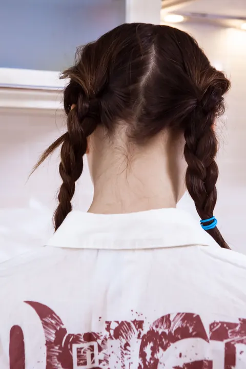 Pigtail Babe Spreads Her Hairy Pussy Wide – photo 3 of 20
