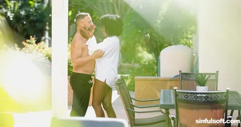 Nicole Kitt: Ebony Babe in a Bikini Gets Pussy Licked by the Pool – photo 15 of 21