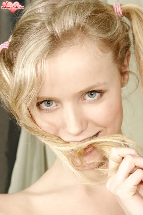 Blonde Peels Off Her Panties for Knee Socks and Pigtails – photo 12 of 20