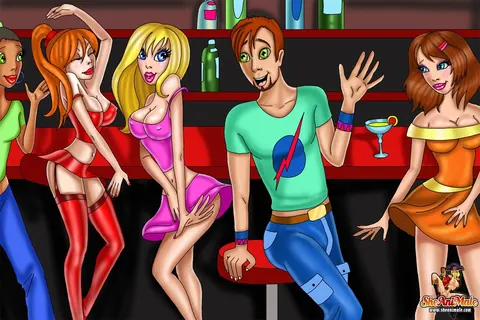 Redhead Takes Two Busty Trans Women and Gets a Facial – photo 1 of 12