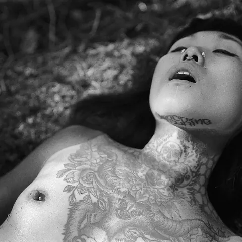 Tattooed Asian Woman Dominates in the Forest – photo 5 of 19