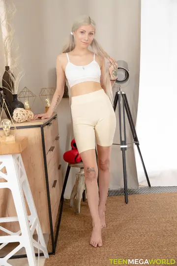 Slim European Blonde Sucks and Fucks on a Yoga Mat