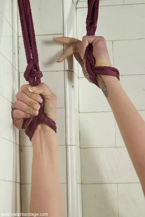 Amber Rayne: Thick Brunette in the Bathroom Bondage Uses a Dildo While Restrained – photo 13 of 20