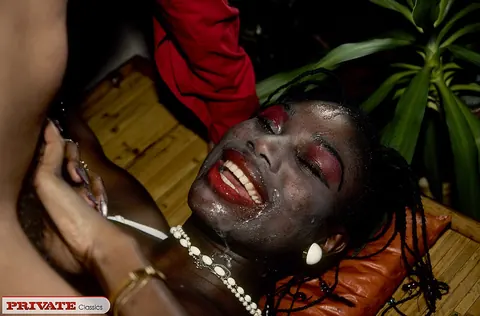Hairy Ebony Women Take Interracial Facials in a Threesome – photo 14 of 15