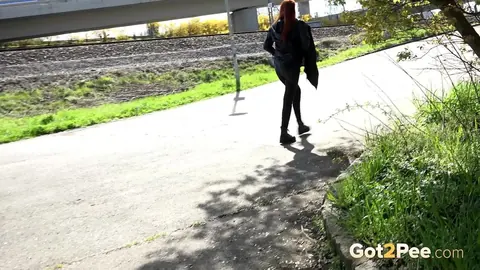 Katy Rose: Czech Redhead Undresses Outdoors to Pee and Spread on Paved Road – photo 15 of 15