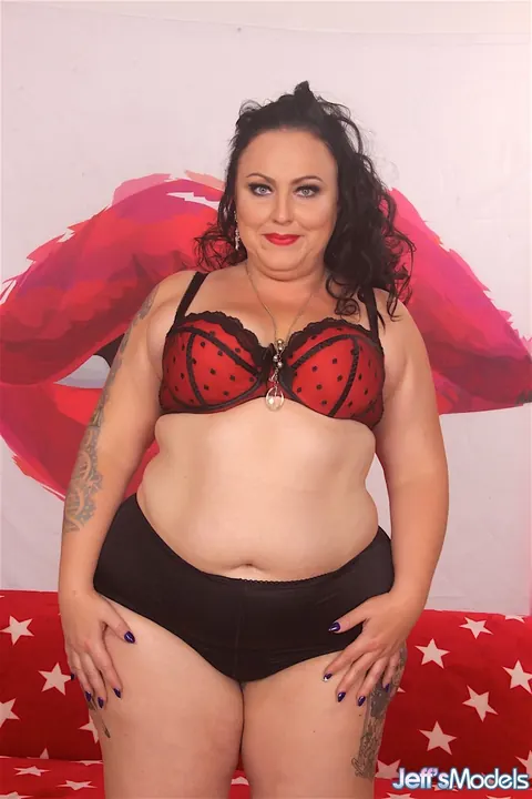Calista Roxxx: BBW in Lingerie Strips and Fucks Her Shaved Pussy with a Dildo – photo 3 of 21