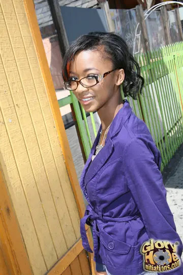 Beck Cohen – Skinny Ebony Brunette Keeps Glasses and Panties on for Gloryhole Sex