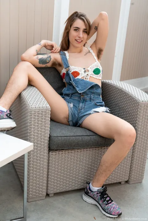 Pearl Sage: Thick Russian Brunette Spreads Her Hairy Pussy and Shows Her Tattoos – photo 2 of 20