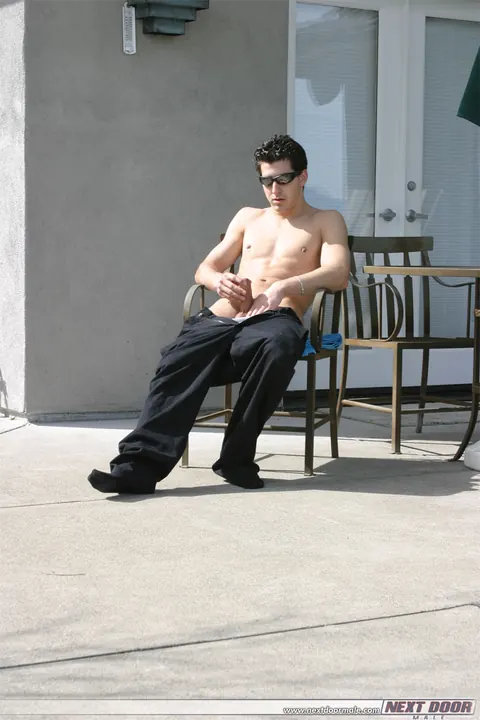 Brunette Guy Strokes His Cock Outdoors – photo 16 of 21