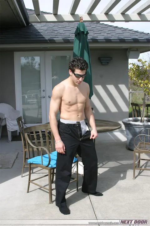 Brunette Guy Strokes His Cock Outdoors – photo 13 of 21