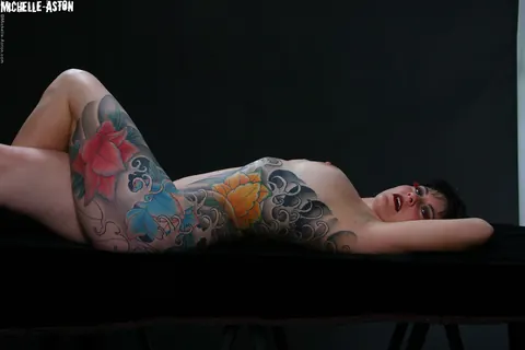 Michelle Aston: Tall Brunette MILF Displays Her Tattooed Body and Big Ass – photo 8 of 15