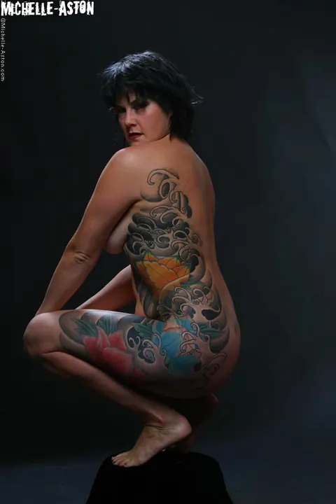 Michelle Aston: Tall Brunette MILF Displays Her Tattooed Body and Big Ass – photo 5 of 15