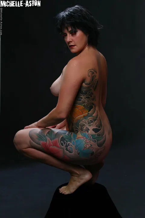 Michelle Aston: Tall Brunette MILF Displays Her Tattooed Body and Big Ass – photo 6 of 15