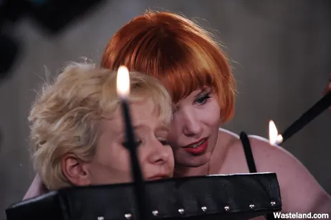 Mistress Irony: Redhead MILF Drips Hot Wax on Bound Hairy Blonde – photo 10 of 16