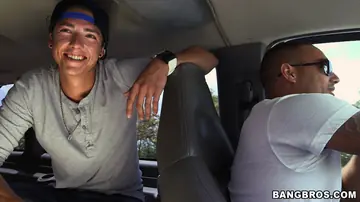Blonde with Glasses Gives a Blowjob and Gets Fucked in a Car