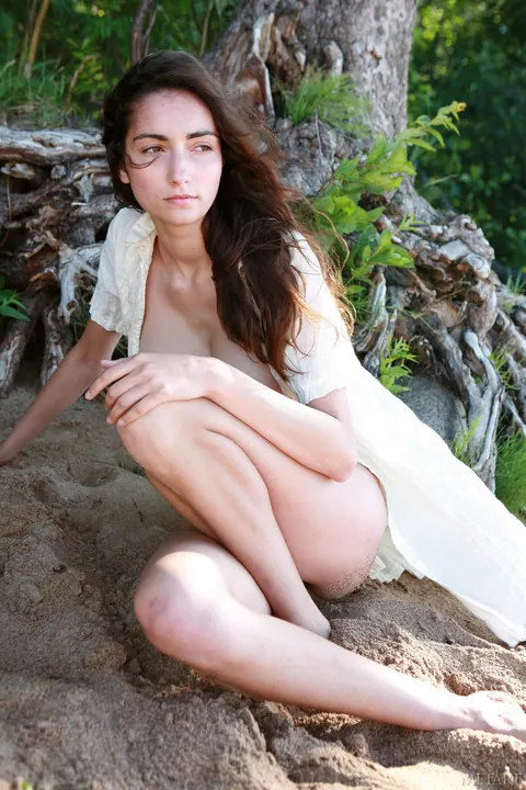 Gabriella Banks: Woman with Hairy Pussy Spreads Wide on the Beach – photo 13 of 21