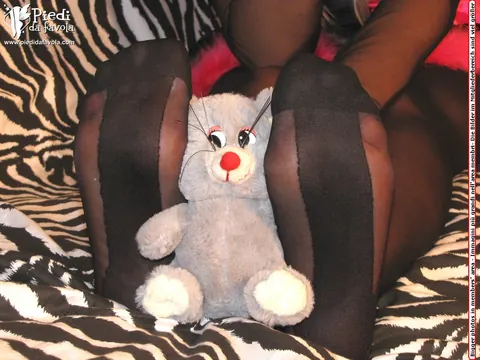 European Blonde in Rabbit Ears Shows Off Her Stocking Feet – photo 8 of 11