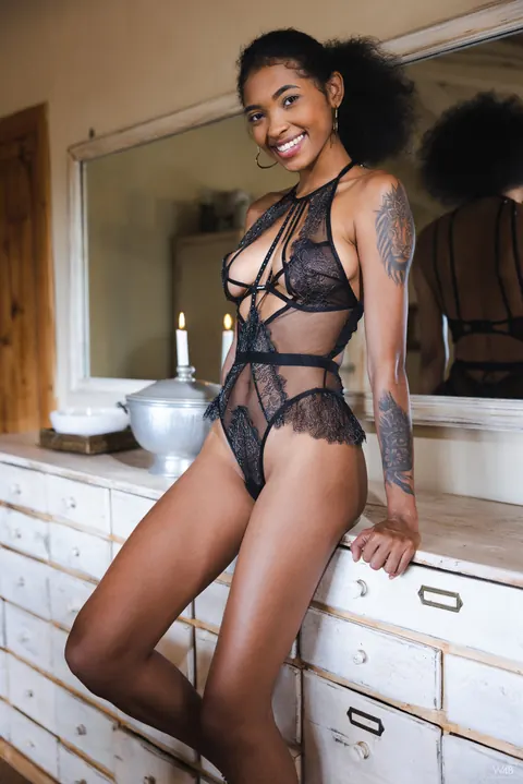 Barbie Reyes: Skinny Brunette Latina Oils Her Tattooed Body – photo 3 of 20