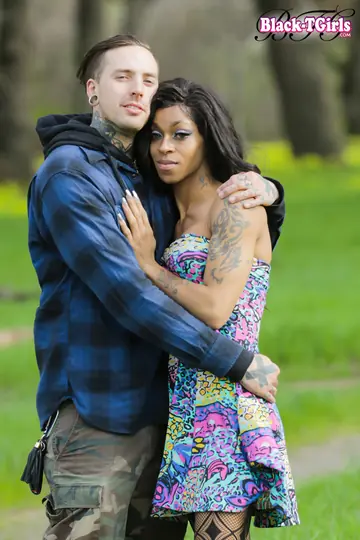 Ebony Trans Woman in a Skirt Fucks and Sucks Cock