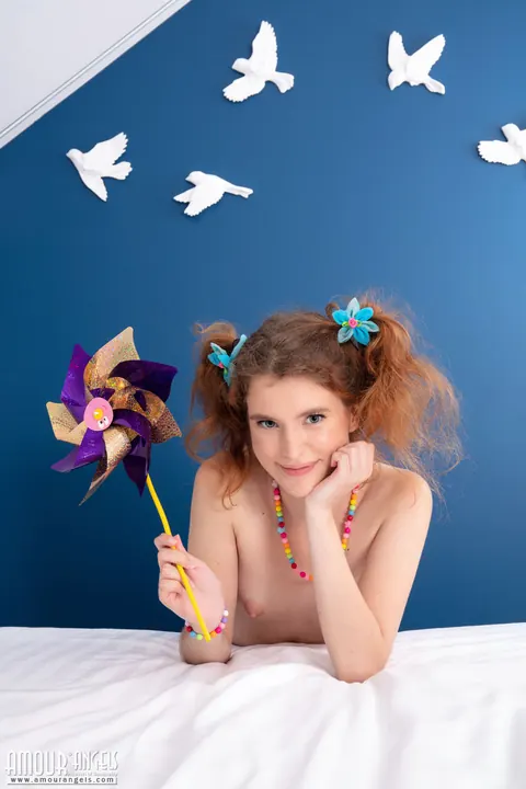 Redhead in Pigtails and Socks Spreads Her Pussy – photo 19 of 20