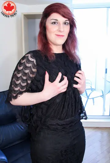 Curvy Trans Woman Undresses and Flaunts Her Cock