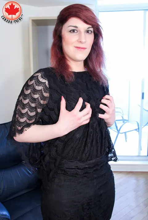 Curvy Trans Woman Undresses and Flaunts Her Cock – photo 1 of 16