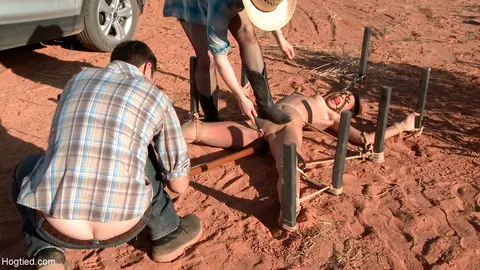 Amber Rayne: Petite Brunette MILF in a Skirt Takes a BDSM Threesome in the Desert – photo 18 of 20
