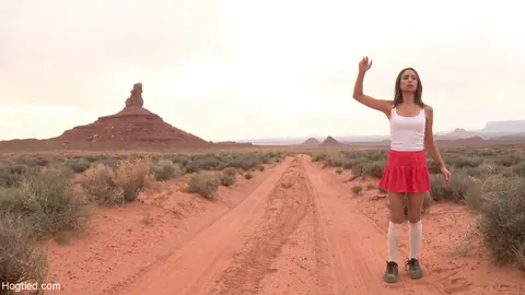 Amber Rayne: Petite Brunette MILF in a Skirt Takes a BDSM Threesome in the Desert – photo 3 of 20