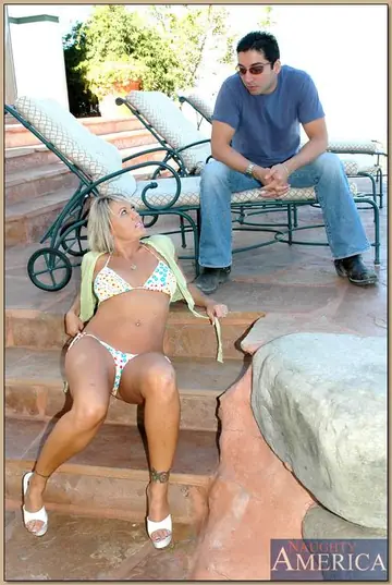 Busty Blonde MILF in a Bikini and Heels Takes Anal and a Facial