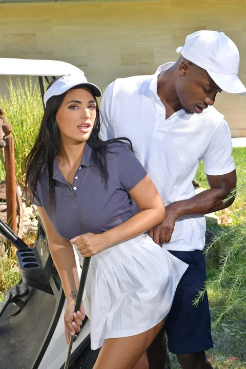 Claudia Bavel: Busty Latina Kisses a Black Man in a Car Outdoors – photo 9 of 20