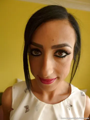 Busty European Brunette in a Skirt and Heels Fingers Her Pussy