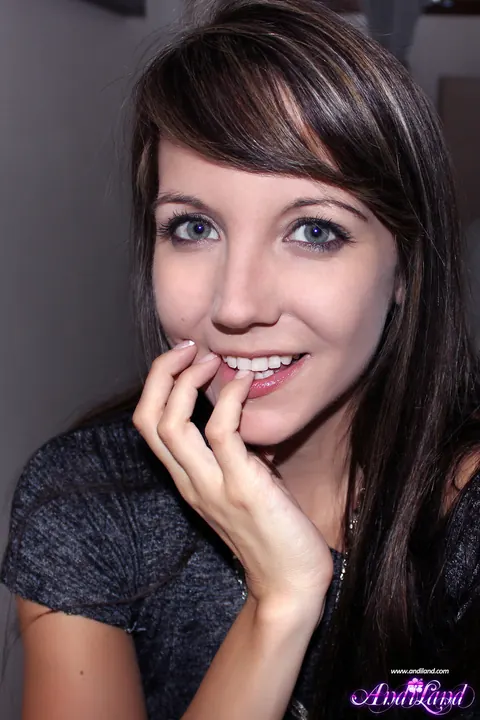 Andi Land: Slim Brunette Pulls Her Panties Aside to Spread – photo 10 of 15