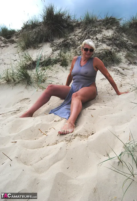 Blonde MILF Models a Sheer Dress on the Beach – photo 6 of 19