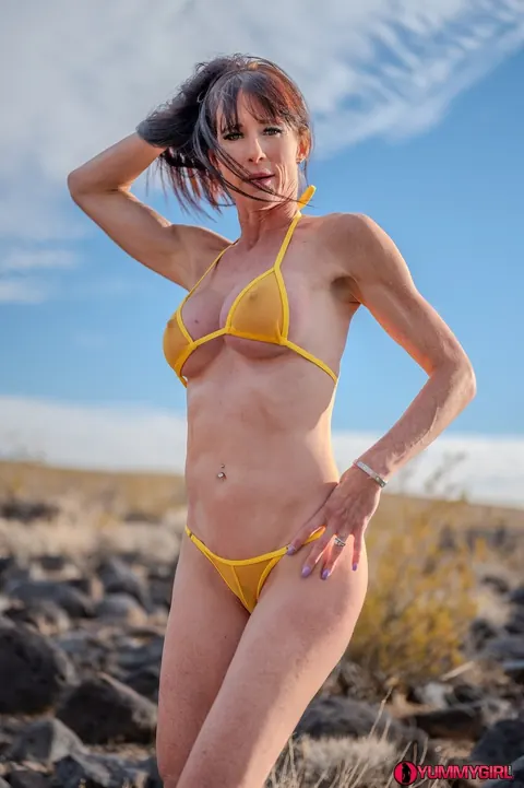 Sofie Marie: Tall Brunette MILF Poses in a Bikini Showing Her Small Enhanced Tits – photo 3 of 21
