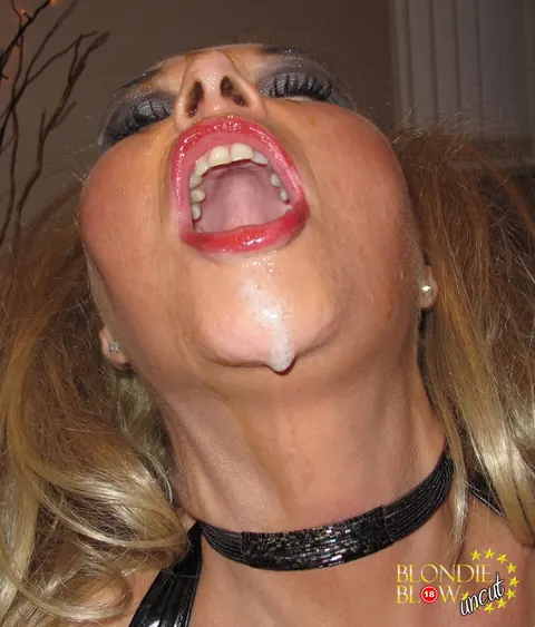 Blondie Blow: Mature British Blonde in Uniform Takes a Facial in a Threesome – photo 10 of 14