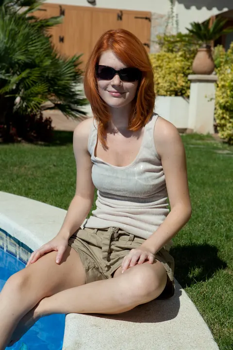 Mia Sollis: Skinny Redhead in Glasses and Bikini Spreads Outdoors – photo 21 of 21