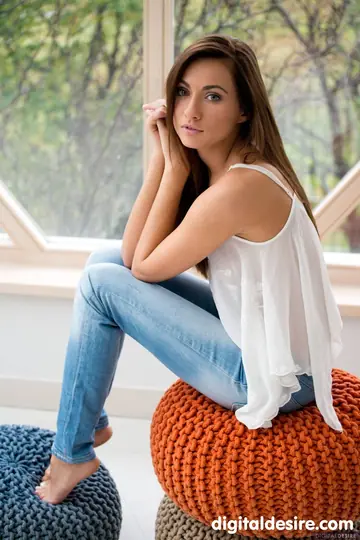 Michaela Isizzu – Slim Brunette with Big Tits Peels Off Her Jeans Outdoors