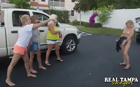 Tracy Lick: Tall Blonde MILF Joins Big-Ass Friends for Lesbian Fun Outdoors – photo 19 of 21