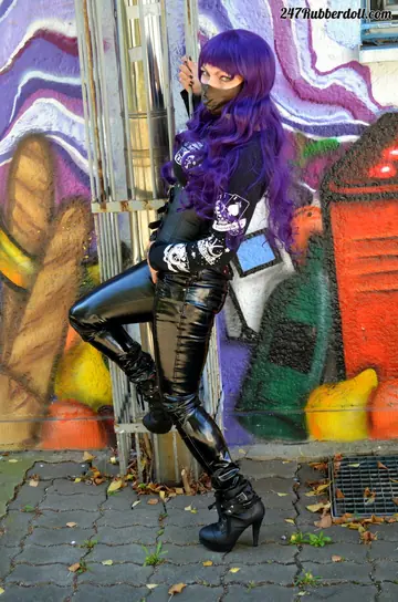 Brunette PAWG Poses in Latex and High Heels Outdoors