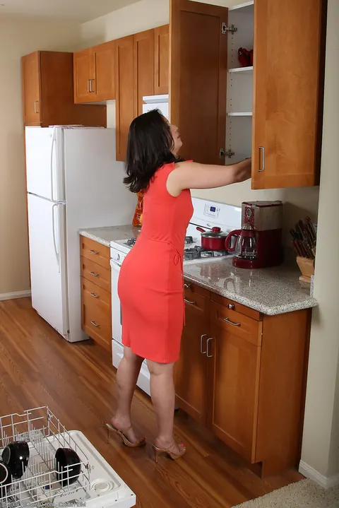 Brunette MILF Strips Out of Her Dress and Spreads – photo 3 of 20