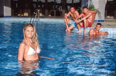 Nikky Anderson: Hairy Blonde Loses Her Bikini at the Pool for a Group Anal Session – photo 2 of 12