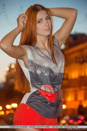 Slim Redhead Spreads Her Pussy Wide Outdoors
