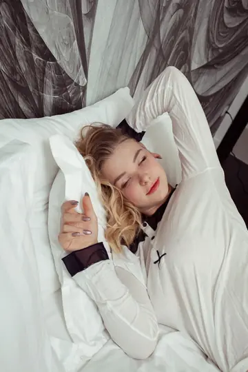 Petite Curvy Blonde with Natural Tits Strips in the Bedroom