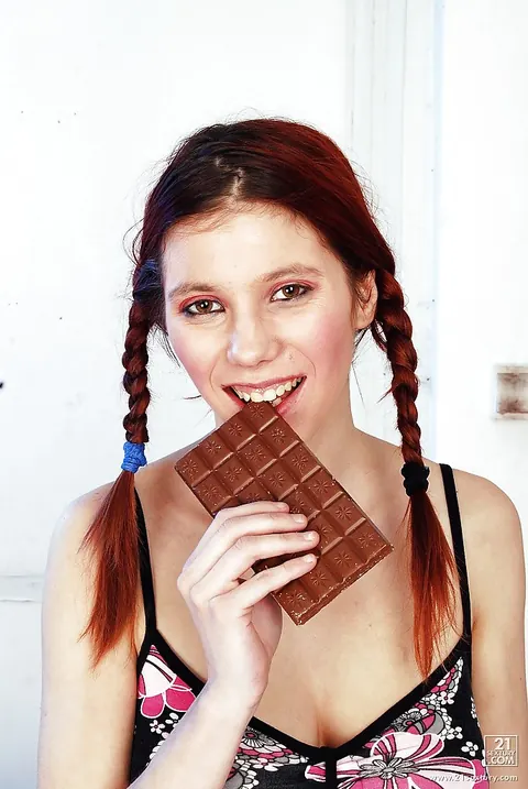 Busty European Redhead in Pigtails Pushes Shorts Aside – photo 6 of 16