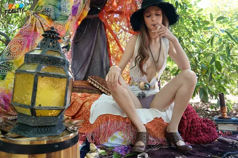 Willow Hayes: Skinny Brunette Bares Her Boobs Before Smoking in the Forest – photo 11 of 17