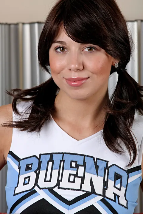 Mina Gold: Brunette PAWG in Uniform Skirt Pulls Panties Aside and Spreads – photo 2 of 21