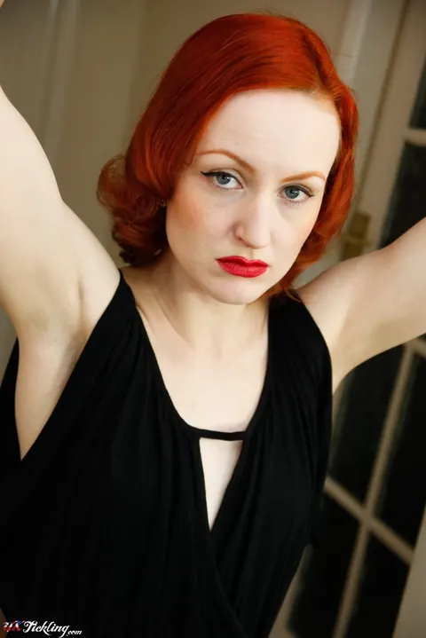 Anita De Bauch: Pale British Redhead in Pantyhose Spreads Her Feet in Stocks – photo 3 of 12