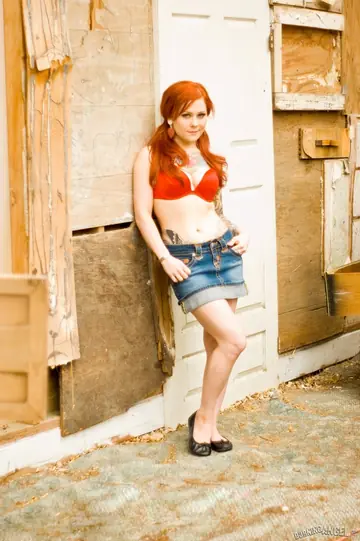 Redhead in Pigtails Fingers Her Pussy Outdoors in a Bikini