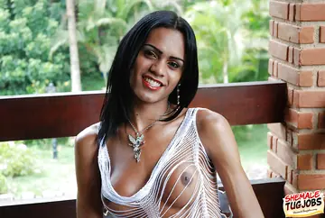 Ebony Trans Woman Masturbates and Spreads Her Ass Outdoors